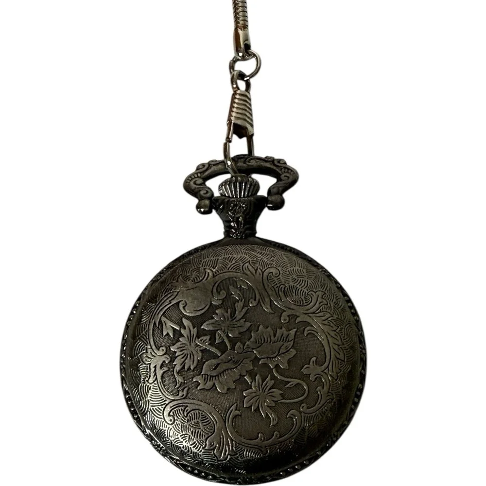 Advance Antique Silver Tone No.1 Grandpa Pocket Watch‎ With Chain